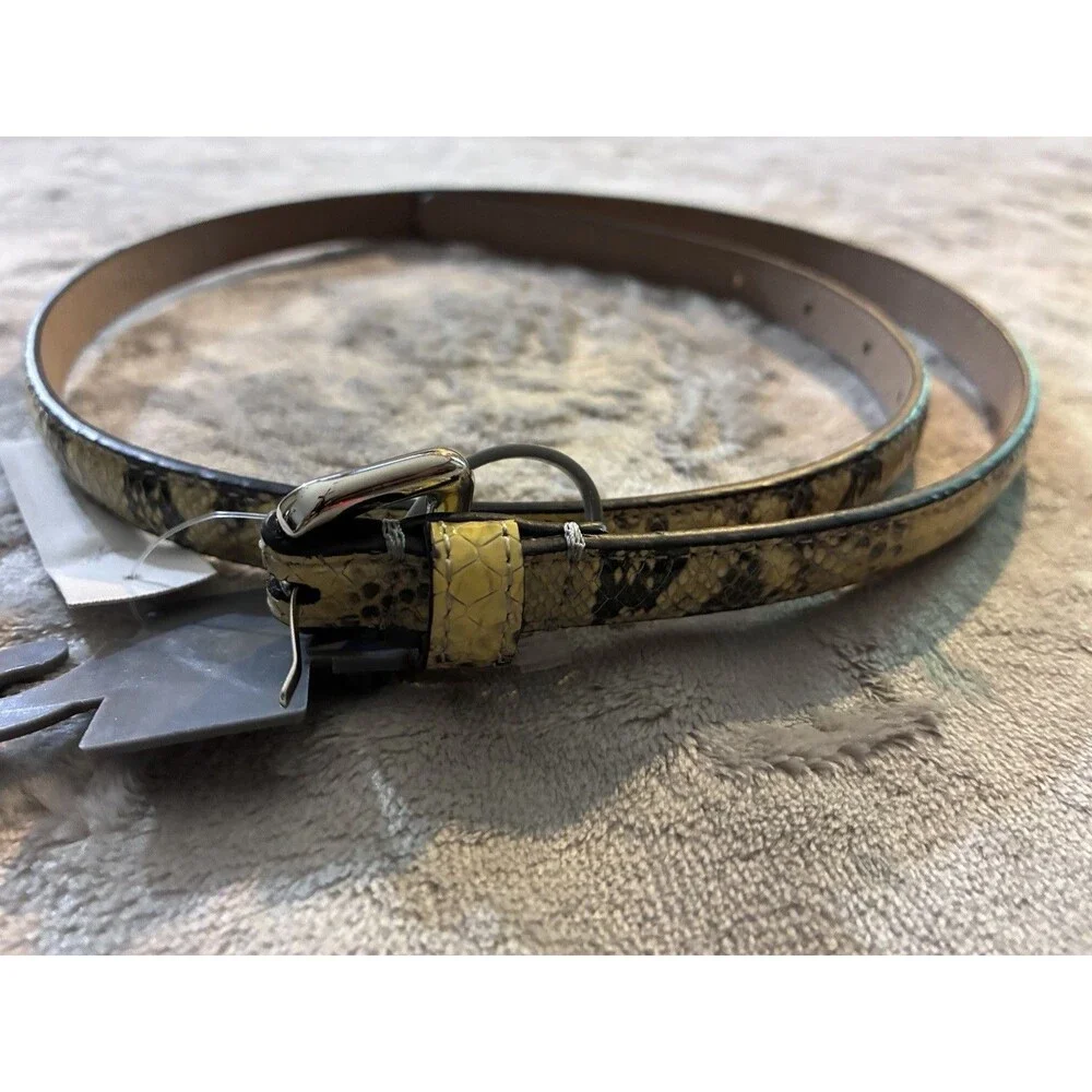 Ann Taylor Faux Snake Skin Belt Small Skinny Yellow And Gray
